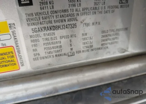 2017 Buick Enclave Convenience from USA, damaged, VIN 5GAKRAKD8HJ247326